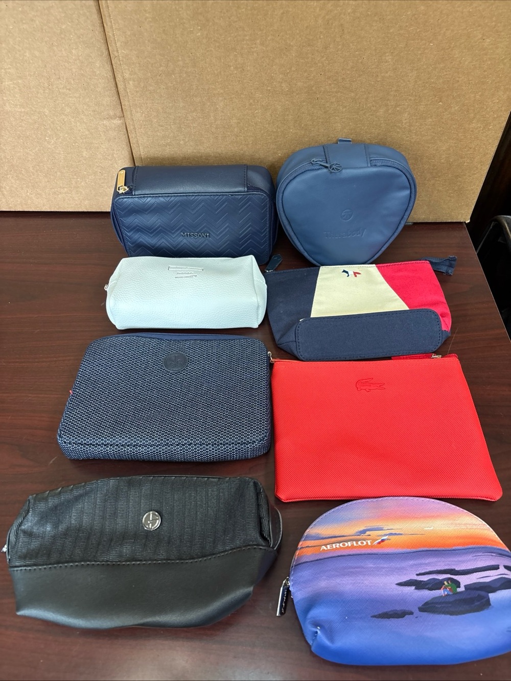 Airlines Travel Amenity Kit Toiletry Bag Delta Lacoste Kitsune Armani Lot 8